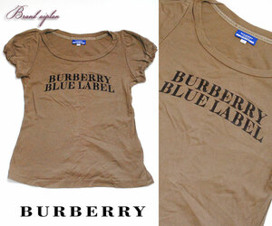 バーバリーブルーレーベル■ロゴ入りパフスリーブロゴTシャツ　38　トップス　レディース　BURBERRY