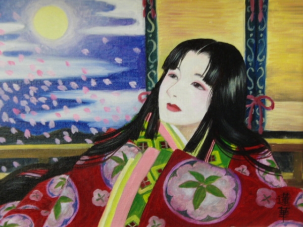 ≪国美協≫蓮華･RENKA, 『かぐや姫･桜』, 油彩画, F6号:40, 9×31, 8cm, 油絵, 新品高級油彩額付, 一点物, 直筆サイン･真作保証付, 絵画, 油彩, 自然, 風景画