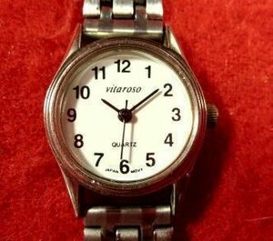 EC693）★完動腕時計★Vitaroso ヴィタロッソ★丸形白★レディース★◎小ぶりですが見やすく実用的な時計です♪
