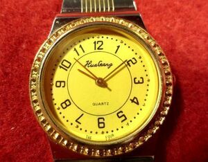 EC699）★完動腕時計★Huagang ファガン★丸形ゴールド★メンズ◎見やすく実用的な時計です♪