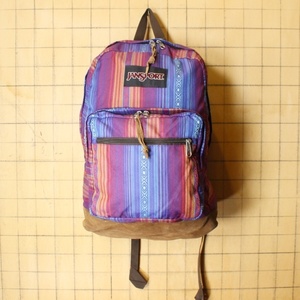 USA JANSPORT ジャンスポーツ リュックサック 総柄 パープル アウトドア バックパック アメリカ古着 051122ss159