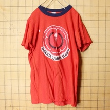 60s 70s CANADA製 ALBERTA SUMMER GAMES 両面プリント Tシャツ レッド 半袖 レディースL メンズS相当 アメリカ古着_画像1