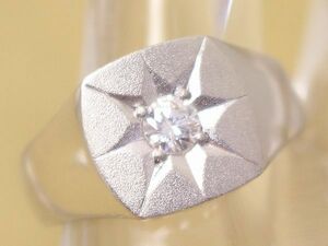  diamond 0.27ct PT850 14.8g signet ring 17 number beautiful goods 