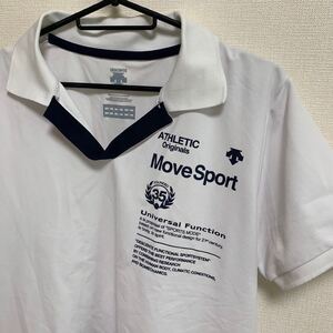 【美品】Move Sport 半袖 プラクティスシャツ ムーブスポーツ デサント DESCENTE 白 ホワイト 襟付き スポーツウェア トレーニングウェア