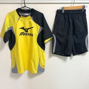 【美品】MIZUNO 半袖 ピステ 上下セット ミズノ イエロー ブラック サッカー フットサル 陸上 ウインドブレーカー トレーニングウェア