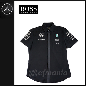 【非売品】メルセデスAMG F1チーム 支給品 後期ブラック・シャツ S HUGO BOSS★ ロズベルグ ハミルトン ベンツ 日本GP 20
