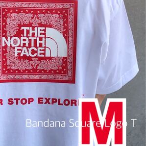 【 M 】ホワイト★ バンダナ スクエア ロゴ Tシャツ★ ノースフェイス