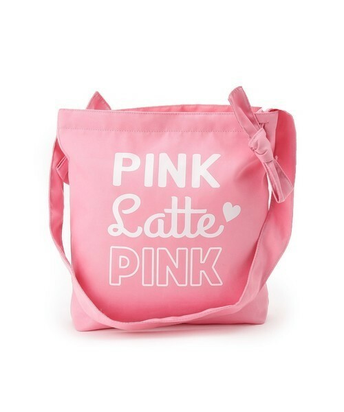新品　 PINK-latte 　ロゴプリントキャンバストートバッグ　 ベビーピンク 