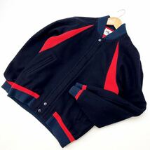 フィラ ★ FILA ヴィンテージ ウール スタジャン M相当 ネイビー × レッド レトロ感がたまらない♪ スポーツカジュアル アメカジ■EA148_画像1