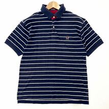 トミーヒルフィガー ☆ TOMMY HILFIGER ボーダー柄 半袖 ポロシャツ M ネイビー ホワイト 着回し抜群♪ ストリート アメカジ■FA176_画像2