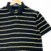 ポロラルフローレン ☆ POLO RALPH LAUREN ボーダー柄 ポロシャツ XL ブラック ベージュ 意外とないカラーリング♪ 定番 アメカジ■FA174_画像4