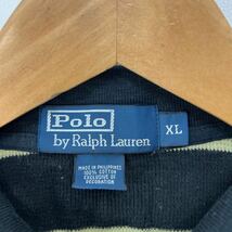 ポロラルフローレン ☆ POLO RALPH LAUREN ボーダー柄 ポロシャツ XL ブラック ベージュ 意外とないカラーリング♪ 定番 アメカジ■FA174_画像5