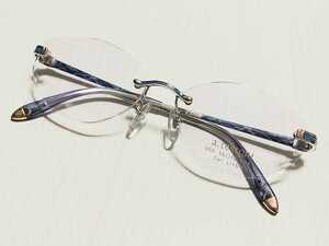 新品　a.testoni アテストーニ　日本製　ブランド　メガネ　眼鏡　高級感　上品　ツーポイント　パープル　綺麗