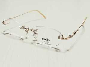 新品　FENDI　フェンディ　ブランド　メガネ　眼鏡　高級感　上品　ツーポイント　ゴールド　綺麗 チタン　軽い