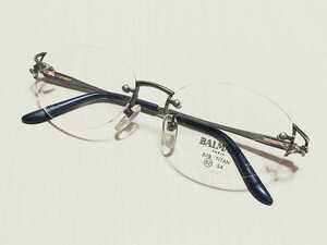 新品　BALMAIN バルマン　日本製　メガネ　眼鏡　高級感　オシャレ　上品　ツーポイント　ネイビー　チタン　軽い