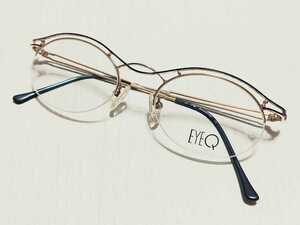 新品　EYEQ アイキュー　フレアー　メガネ　眼鏡　高級感　オシャレ　上品　ハーフリム　軽い　ゴールド　青　ブルー