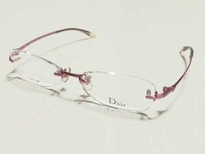 新品　Christian Dior　ディオール　ブランド　日本製　メガネ　眼鏡　高級感　オシャレ　ツーポイント　ピンク　綺麗　チタン　軽い