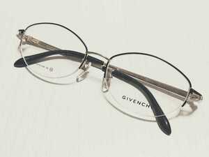 新品　GIVENCHY　ジバンシー　日本製　ブランド　メガネ　眼鏡　高級感　上品　ハーフリム　ゴールド　黒ぶち チタン　軽い