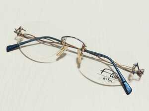 新品　Flair フレアー　ドイツ製　メガネ　眼鏡　高級感　上品　ツーポイント　青　ブルー