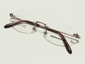 新品　SONIA AYKIEL　ソニアリキエル　日本製　メガネ　眼鏡　高級感　オシャレ　上品　ツーポイント　ピンク　チタン　軽い　可愛い