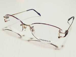 新品　LAGERFELD ラガフェールド　日本製　メガネ　眼鏡　高級感　オシャレ　上品　ツーポイント　ゴールド　12KGF 12金　12金張り　紫