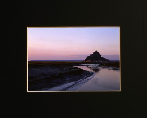 Francia Abadía del Mont-Saint-Michel ④ Patrimonio de la Humanidad ★ Obra de Genyo Tatsumi Foto enmarcada tamaño A3 France-005-5A, obra de arte, cuadro, gráfico