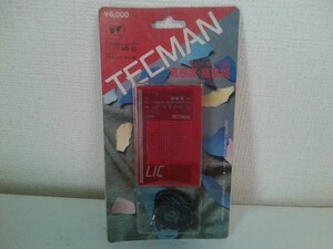 レトロ★TECMAN　テクマン　FM/AM ポータブルラジオ　MR-13　　赤色　日本製　★ジャンク