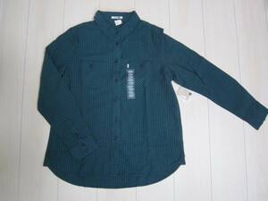 Совершенно новый! Левис Леви с длинным рукавом проверка рубашки Frannel Navy x green check m size costco 934773 дамы
