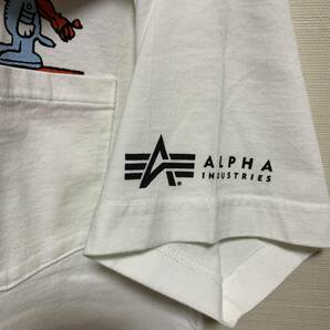 ALPHA INDUSTRIES (アルファ・インダストリーズ) PEANUTS スヌーピー MEN 半袖 Tシャツ ポケット 白色 XLサイズ コラボ (タグ付き未着用品)の画像3