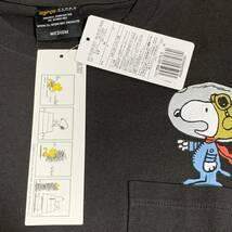 ALPHA INDUSTRIES (アルファ・インダストリーズ) PEANUTS スヌーピー MEN 半袖 Tシャツ ポケット 黒色 Mサイズ コラボ (タグ付き未着用品)_画像7