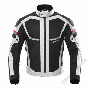 DUHAN バイクジャケット メンズ メッシュ レーシング服 ライダースウェア モトクロスプロテクター装備保護 グレー3XL[サイズ 色 選択可]