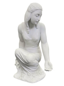イタリア製 手を差し延べる女性像 石像 オブジェ 高さ約42cm made in itary mod1268 彫刻 置物 大理石彫塑