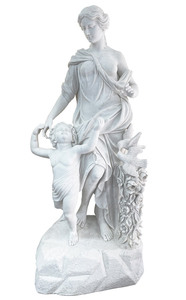 天然大理石彫刻 幸せなる親子 石像 オブジェ 大理石 彫刻 乙女像 子供像 置物 女性像 女神像 鳩