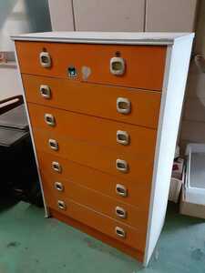  through .] pick up limitation Not ship] retro pop!! pretty orange Showa Retro storage chest of drawers chest chest interior antique present condition 