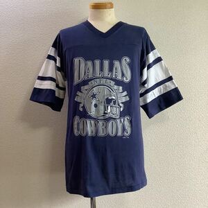 【made in USA】80s 90s Logo7 ヴィンテージ フットボールTシャツ L ネイビー NFL ダラスカウボーイズ Dallas Cowboys USA製古着 old surf