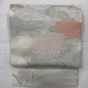 1676　絽　名古屋帯 正絹　紫陽花　優しい　可愛い　初心者オススメ