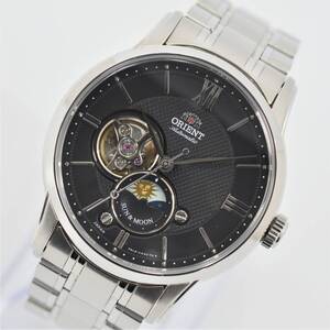 S 1円スタート ORIENT オリエント SUN&MOON サン&ムーン F6L2-UAA0 裏スケ ラウンドフェイス オートマ ステンレス 稼働品 メンズ