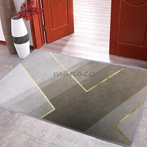 幅:60cm 縦:40cm玄関マット グレーゴールドライン 北欧 雑貨 韓国 インテリア 韓国雑貨