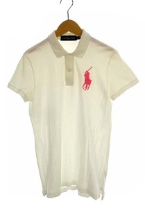 ラルフローレン RALPH LAUREN トップス ポロシャツ 半袖 ビックポニー ロゴ 刺繍 コットン 白 ホワイト M 165/92A レディース