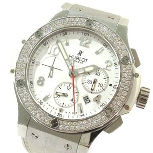 ウブロ HUBLOT 腕時計 ビッグバン スチール ホワイト ダイヤモンド 301 SE 230 RW 114 自動巻き クロノグラフ クロコバンド メンズ