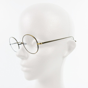 未使用品 井戸多美男作 メガネ 眼鏡 アイウェア サングラス T-461 ATG アンティークゴールド 一山 ラウンド メガネケース付き