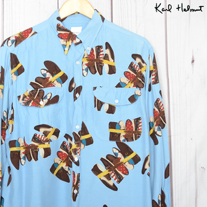 KS4743 Karl hell mKARL HELMUT long sleeve shirt M shoulder width 46 total pattern shoes button down mail xq
