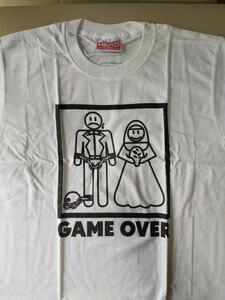 Lサイズ ゲームオーバー　結婚式、、、　おもしろ　Tシャツ ホワイト