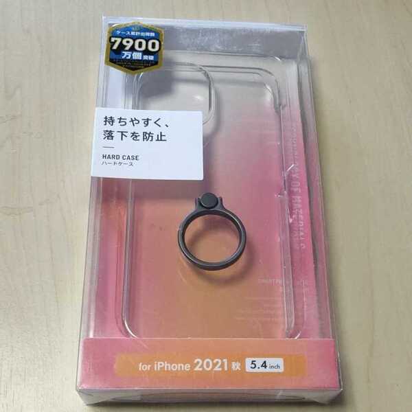 ◇ELECOM iPhone 13 mini 5.4inch 用 ハードケース リング付 ブラック:PM-A21APVRBK