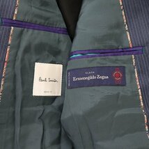 B233b [コラボ] Paul Smith × Ermenegildo Zegna スーツ 上下 セットアップ L ネイビー ストライプ ウール 2B 背抜き | アウター N_画像3