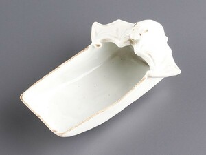 【es】煎茶道具 時代唐物 白磁 白高麗 蝙蝠細工 茶量 茶合 うぶ品 b448