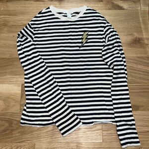 ボーダーカットソー 長袖Tシャツ クルーネック イナズマ 稲妻 H&M レディース XS