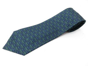  Celine CELINE necktie silk navy green silk 