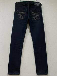 ※DIESEL ディーゼル IS-KRAYVER REGULAR SLIM-CARROT 豪華スタッズデニムパンツ デニムパンツ ブラック 29 　　　　 BJBB.F