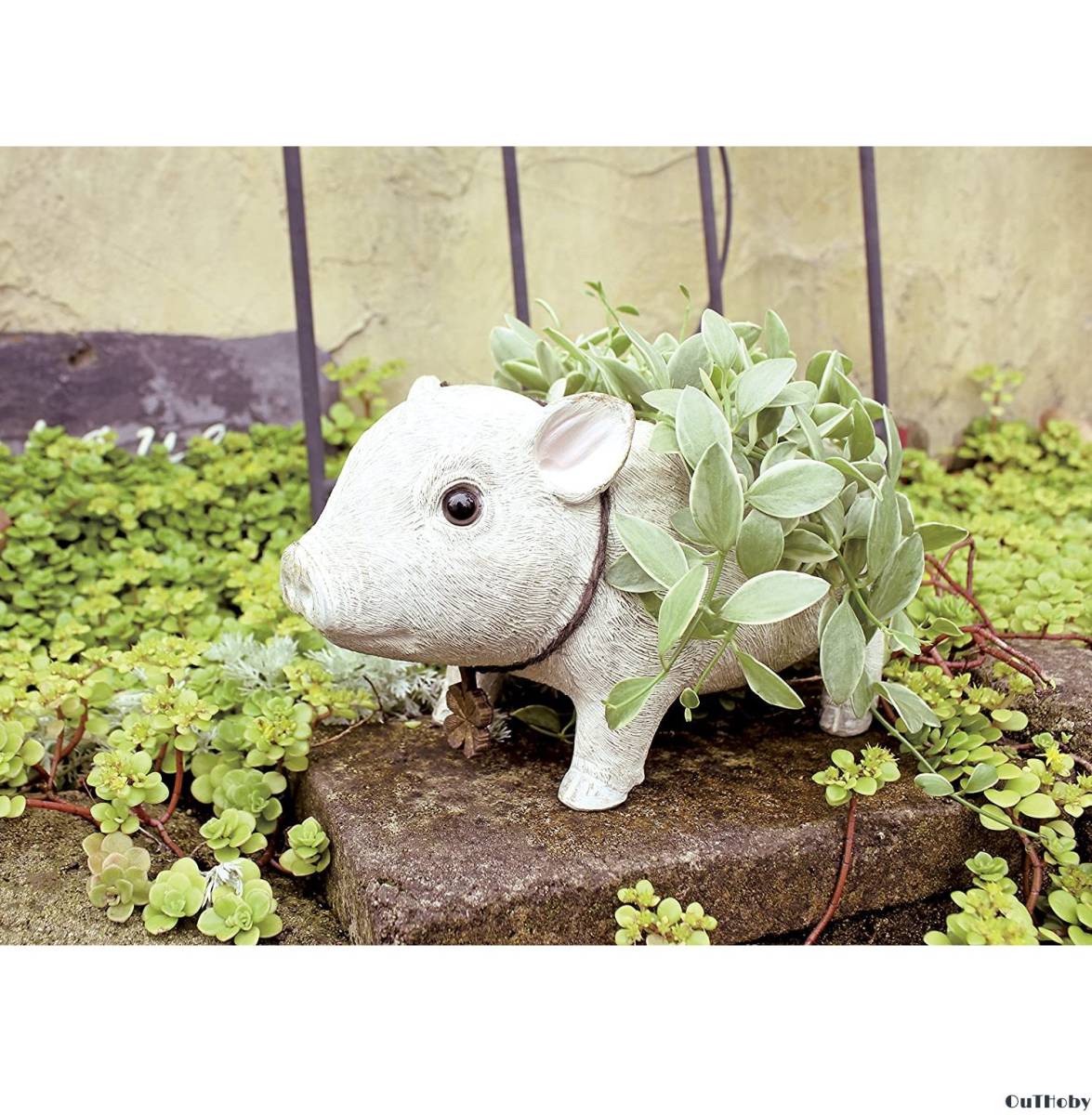 畑を耕す豚さん像 屋外フィギュア置物花壇ガーデン庭オーナメント庭園農作業畑アニマル動物擬人化像農家ブタさんアウトドアエクステリア Www Saniluz Pt